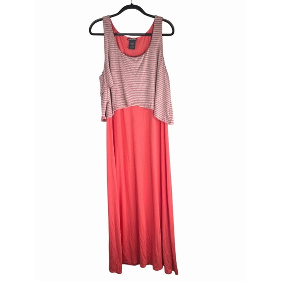 Chelsea & Theodore Dresses & Skirts - Chelsea & Theodore Coral Pink Striped Sleeveless Maxi Dress XL Relaxed Summer Fi